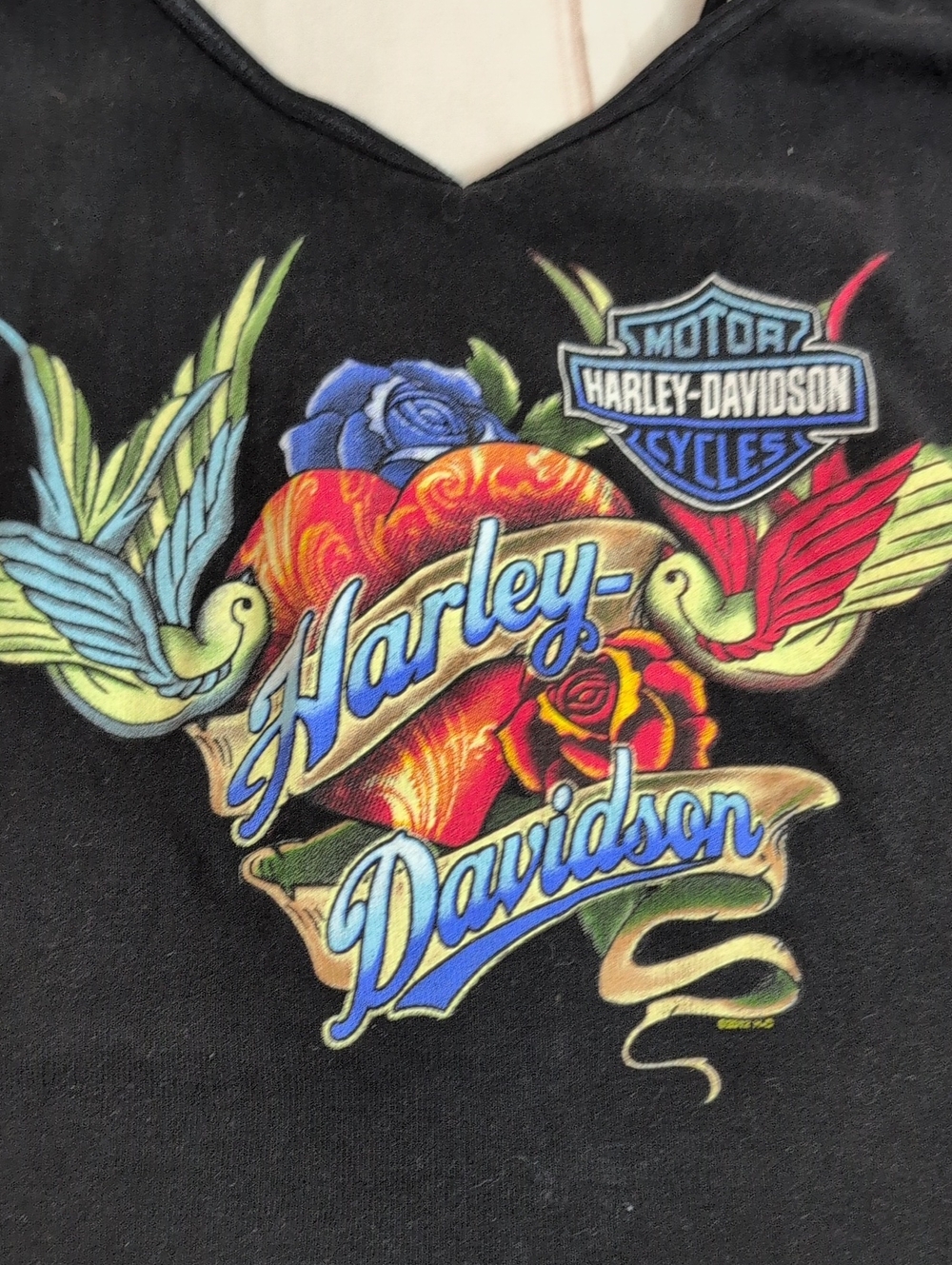 Harley Davidson Womens M Tattoo Heart Swallow Cami Tank Dodge City Kansas Y2K